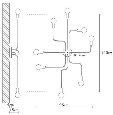 Prisadený luster TRUVA 8xE27/40W/230V