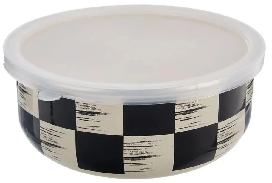 Miska smalt ŠACHOVNICA Lem+UH viečko pr. 15,5 cm
