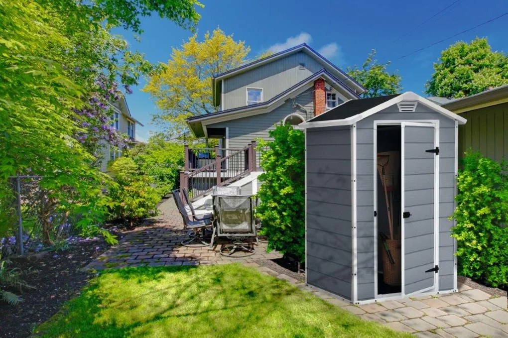 Záhradný domček Keter MANOR 4 x 3 šedý, s podlahou