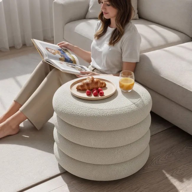 Taburetka MOLLIS krémovo biela