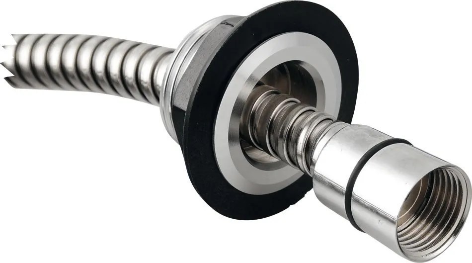 Sapho Sapho, Priechodka guľatá pre sprchu na okraj vane vrátane hadice, chróm, 1205-04