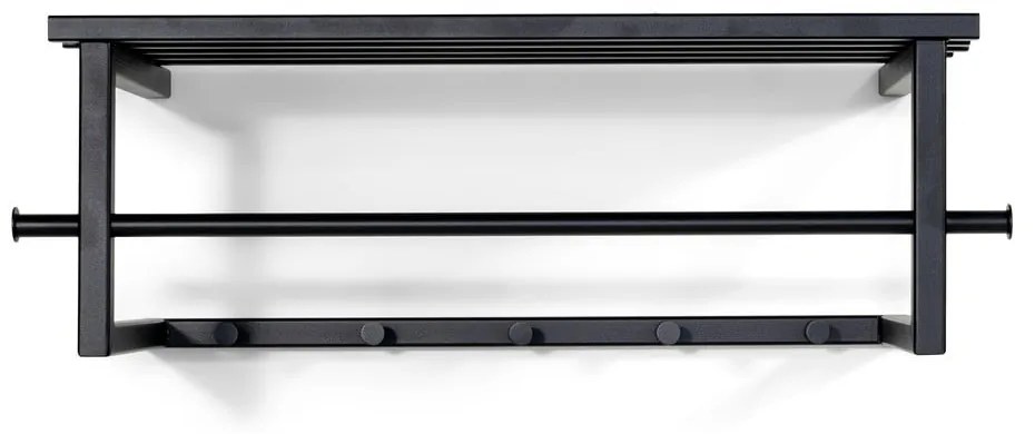 Čierny kovový nástenný vešiak s poličkou 76 cm Marco – Spinder Design