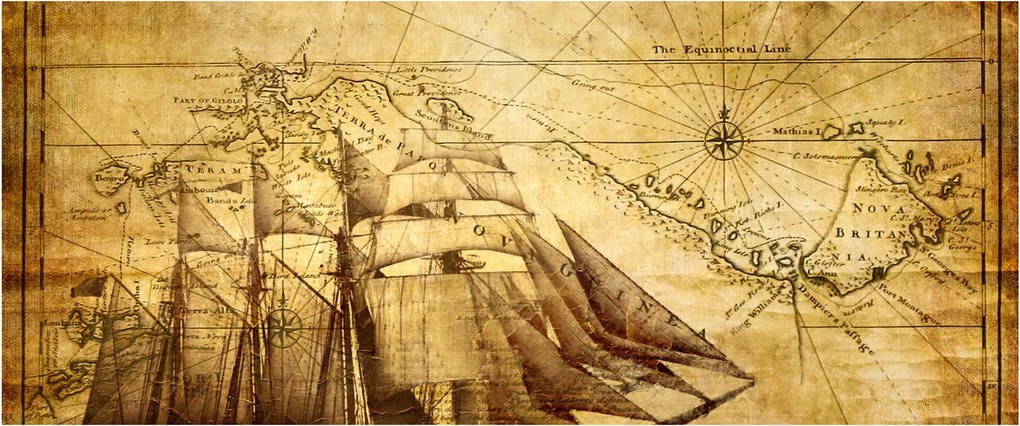 Obraz - Stará mapa (120x50 cm)