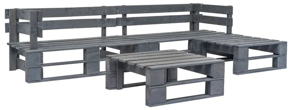 vidaXL 4-dielna záhradná sedacia súprava, palety, FSC drevo, sivá