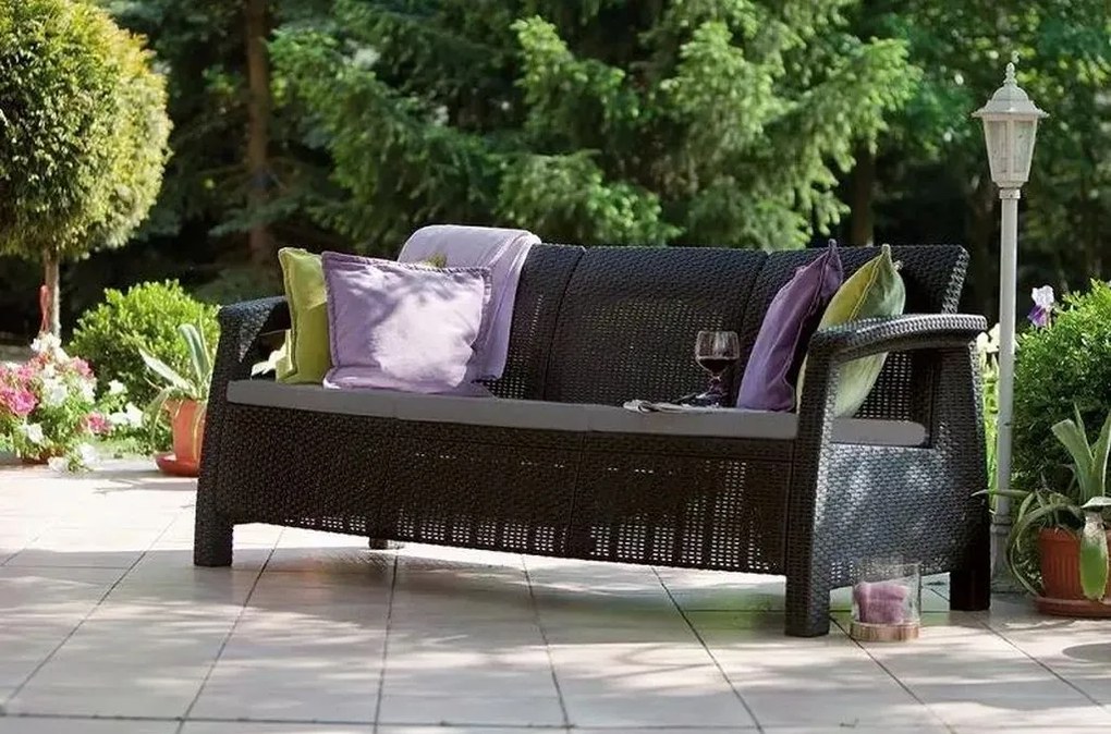 ALLIBERT CORFU LOVE SEAT MAX Pohovka, 182 x 70 x 79cm, grafit/sivá 17197959