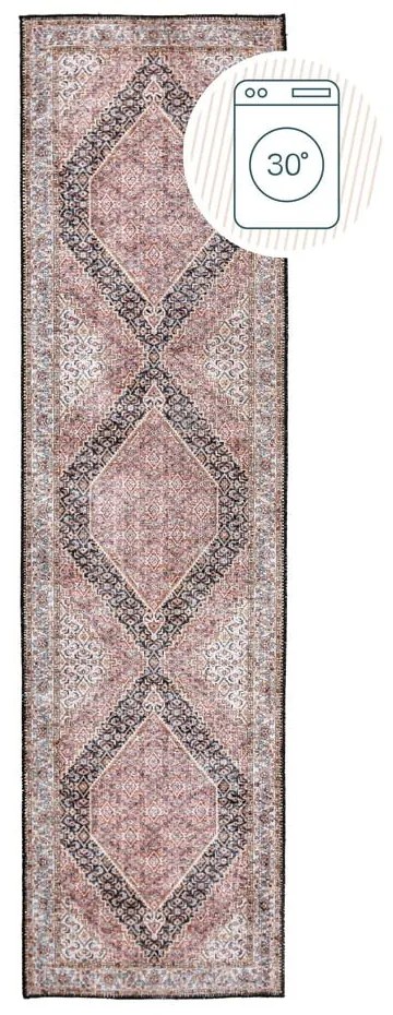 Ružový prateľný behúň 60x230 cm Briony Traditional – Flair Rugs
