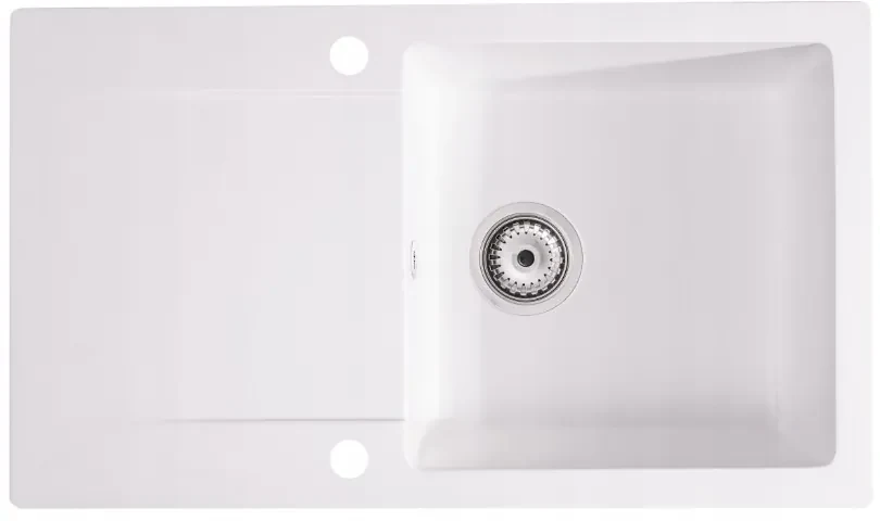 Sink Quality Ferrum, kuchynský granitový drez 770x450x190 mm + sifón, biela, SKQ-FER.W.1KDO.X