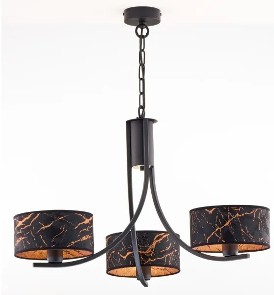 Jupiter 2106- Luster na reťazi ARTHUR 3xE27/15W/230V čierna/oranžová/mramorový dekor