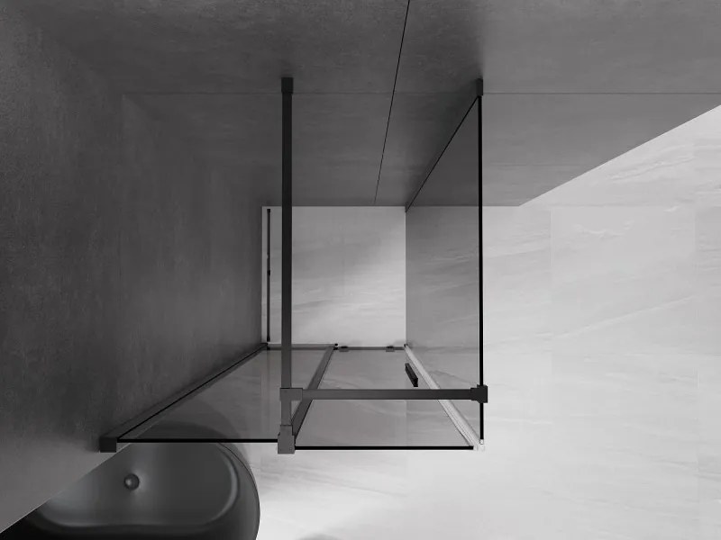 Mexen Velar, sprchový kút s posuvnými dverami 100 x 100 cm, 8mm šedé sklo, čierna matná, 871-100-100-41-70