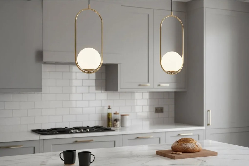 Závesné svietidlo Florence, 1x biele sklenené tienidlo, g, U