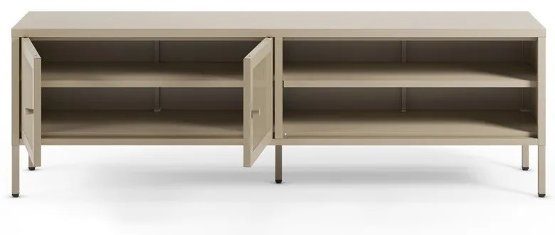 Krémovobiely kovový TV stolík 160x50x35 cm Fayna – Marckeric