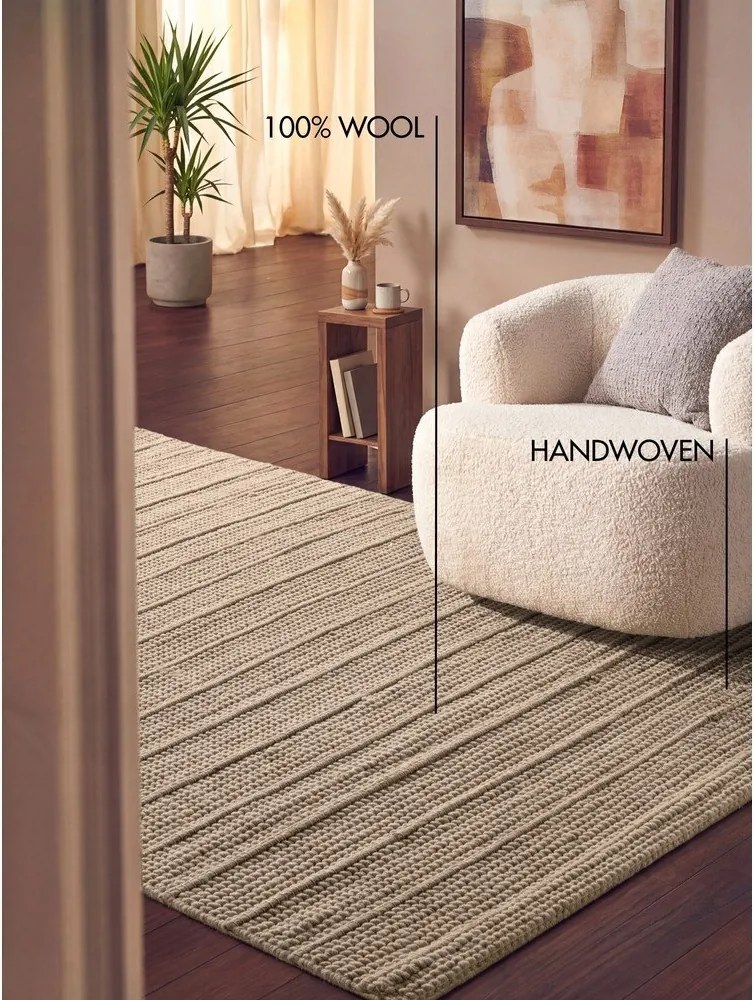 Béžový ručne tkaný vlnený koberec 80x150 cm Camden Parker – Ted Baker