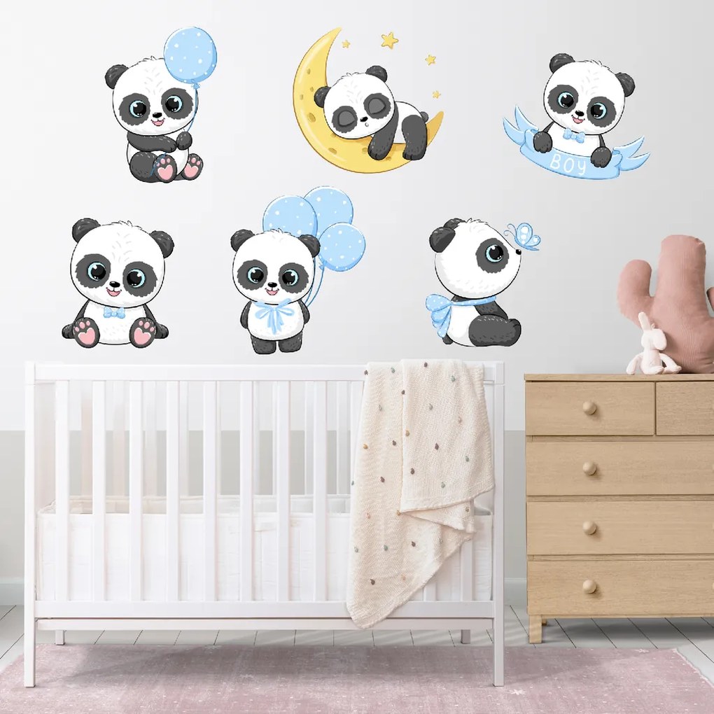 PIPPER. Pandy - chlapec - textilná nálepka na stenu Materiál: Textilná samolepka