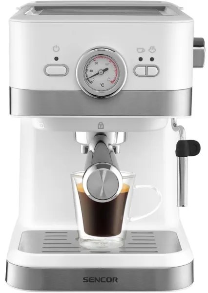 Sencor pákový espresso kávovar 1050W/230V biely/matný chróm
