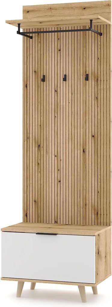 Předsíňová stěna Nordic 65 cm dub Evoke/bílá