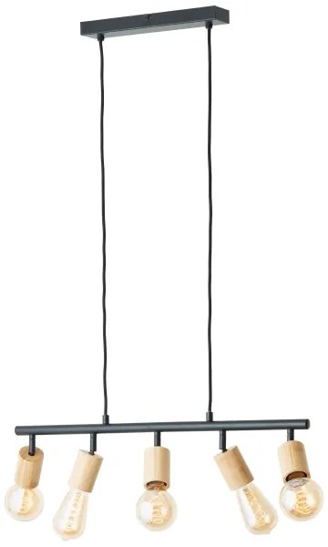 Brilliant - Luster na lanku TIFFANY 5xE27/28W/230V čierna/bambus