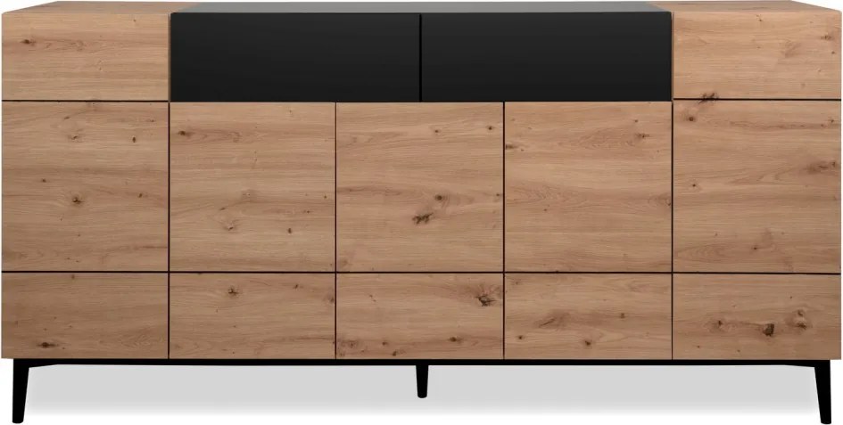 Široká komoda so zásuvkami Nola, dub artisan/čierna