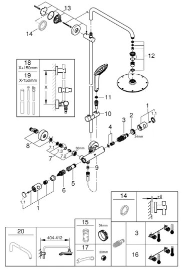 GROHE 27964000 - sprchový systém EUPHORIA 210 mm, lesklý chróm