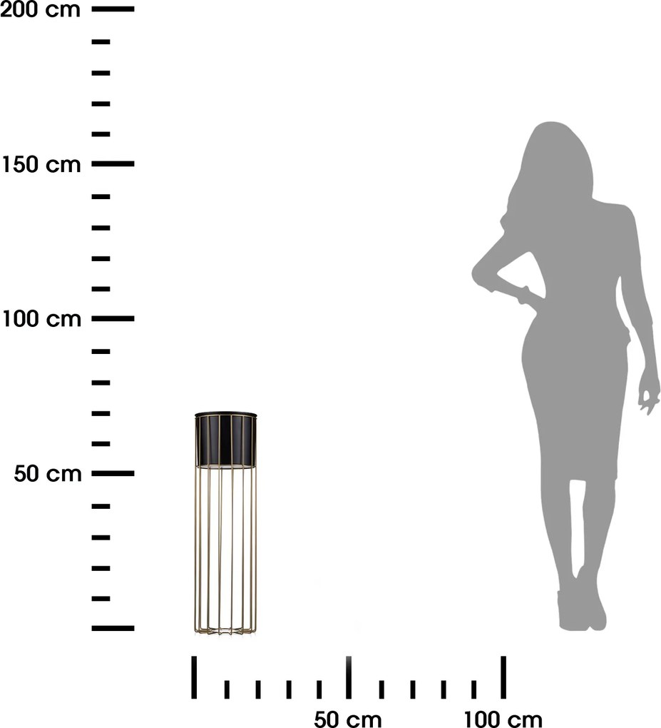 KOVOVÝ KVETINÁČ SO STOJANOM GLAM 70X20 CM ČIERNA/ZLATÁ