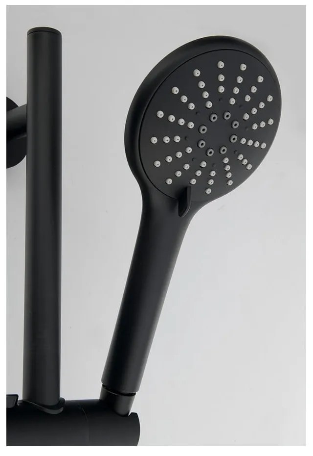 Matne čierna mosadzná sprchová súprava s ručnou sprchou a posuvným držiakom 70 cm – Sapho