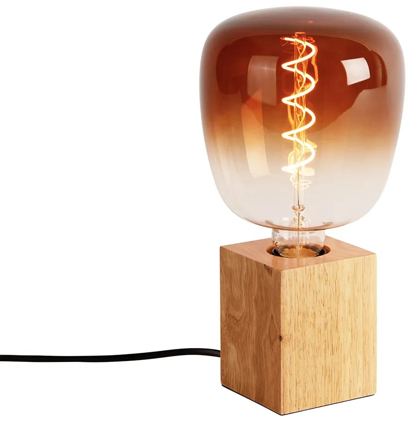 Rustikálna stolná lampa z prírodného dreva vrátane LED G140 - Bloc