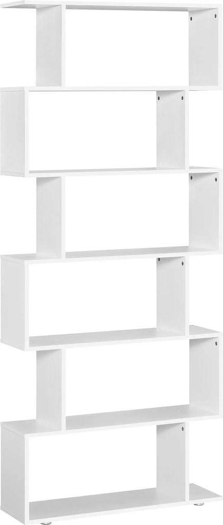 HOMCOM Kniha z Políc 6 Políc Drevená S Tvar 80x24x191 cm Biele Police | Aosom