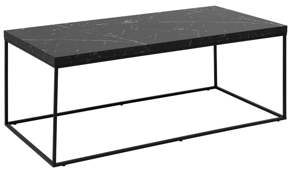 Čierny konferenčný stolík s doskou v dekore mramoru 55x110 cm Barossa – Actona