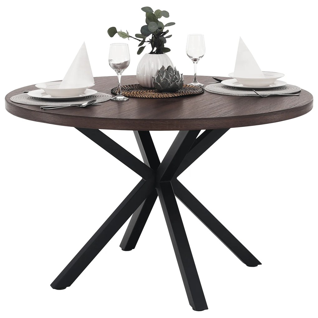 Kondela Jedálenský stôl, tmavý dub/čierna, priemer 120 cm, MEDOR