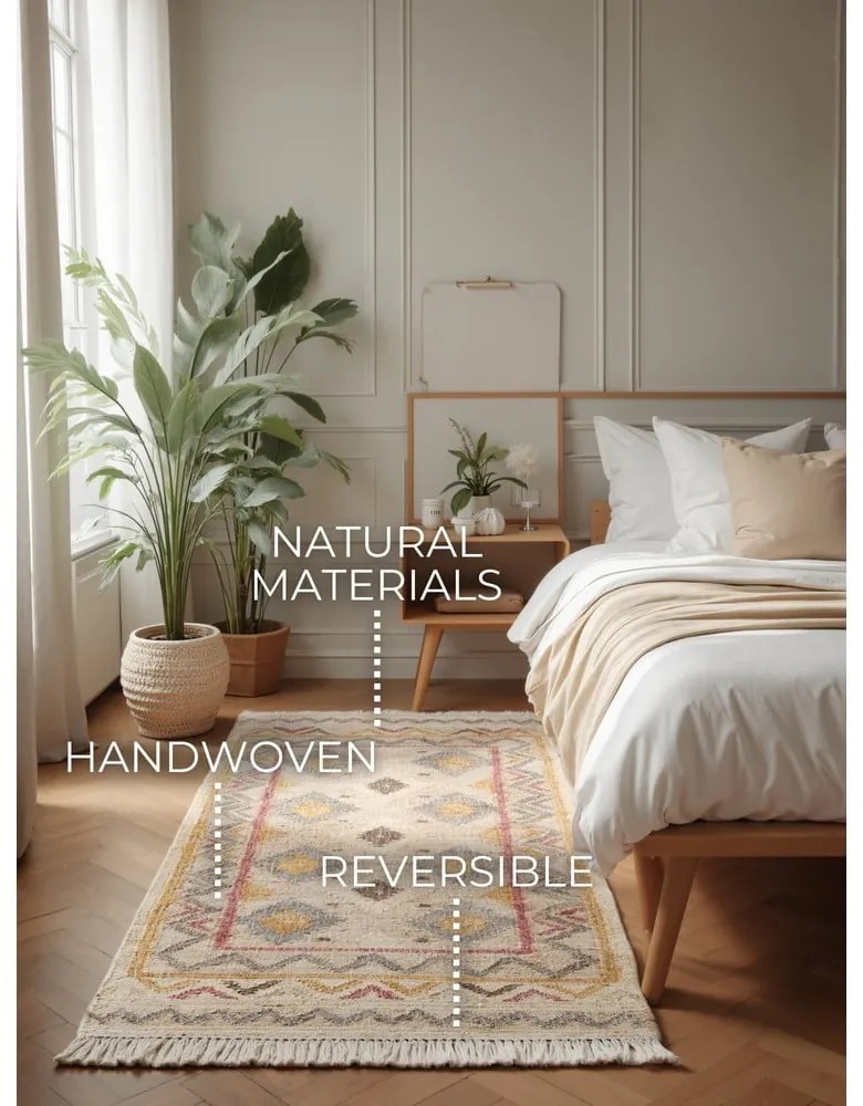 Krémový ručne tkaný jutový behúň 80x200 cm Roya Imani – Elle Decoration