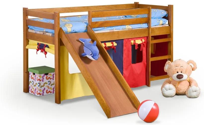 Detská poschodová posteľ so šmýkačkou Neo Plus jelša Halmar
