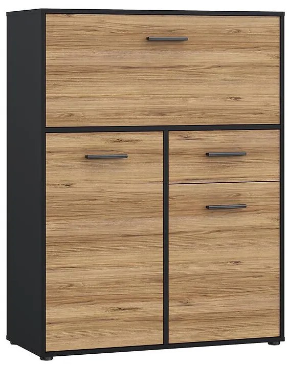 Komoda Mokkaro čierna/dub catania