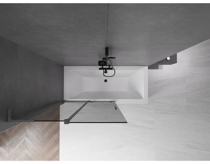 Mexen Velar L, 2-krídlová posuvná vaňová zástena 110 x 150 cm, 8mm šedé sklo, grafitová, 896-110-003-41-95