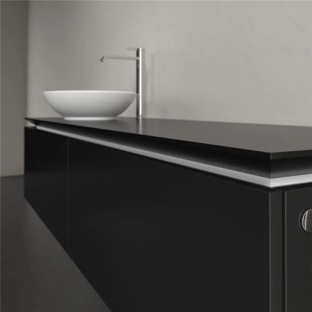 VILLEROY &amp; BOCH Legato závesná skrinka pod umývadlo na dosku (umývadlo vľavo), 2 zásuvky, 1600 x 500 x 380 mm, Black Matt Lacquer, B59500PD