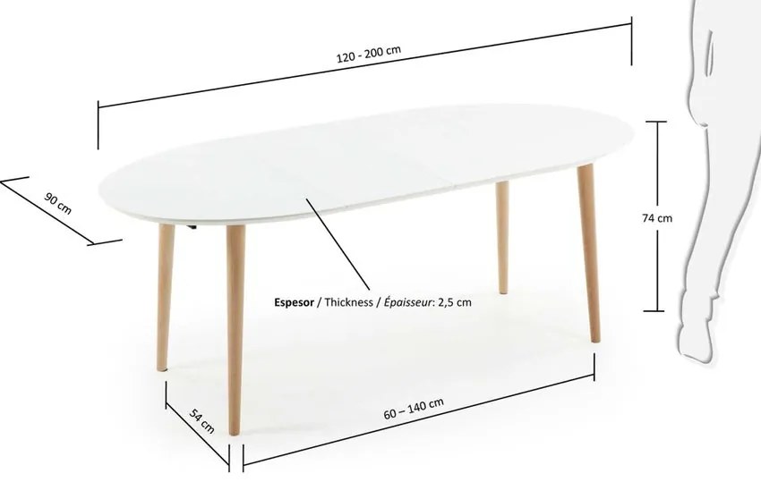 Stôl QUIDO rozťahovací 120 (200) x 90 x 74 cm biely