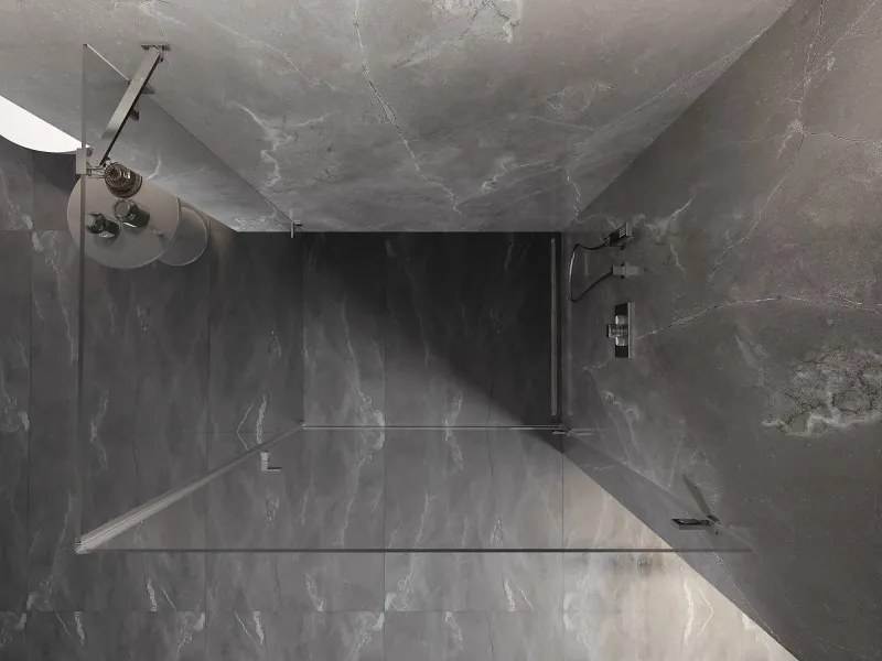 Mexen Lunar-B, pravostranný výklopný sprchový kút 100 x 70 cm, 8mm číre sklo, chrómový profil, 832-100-070-01-00-P