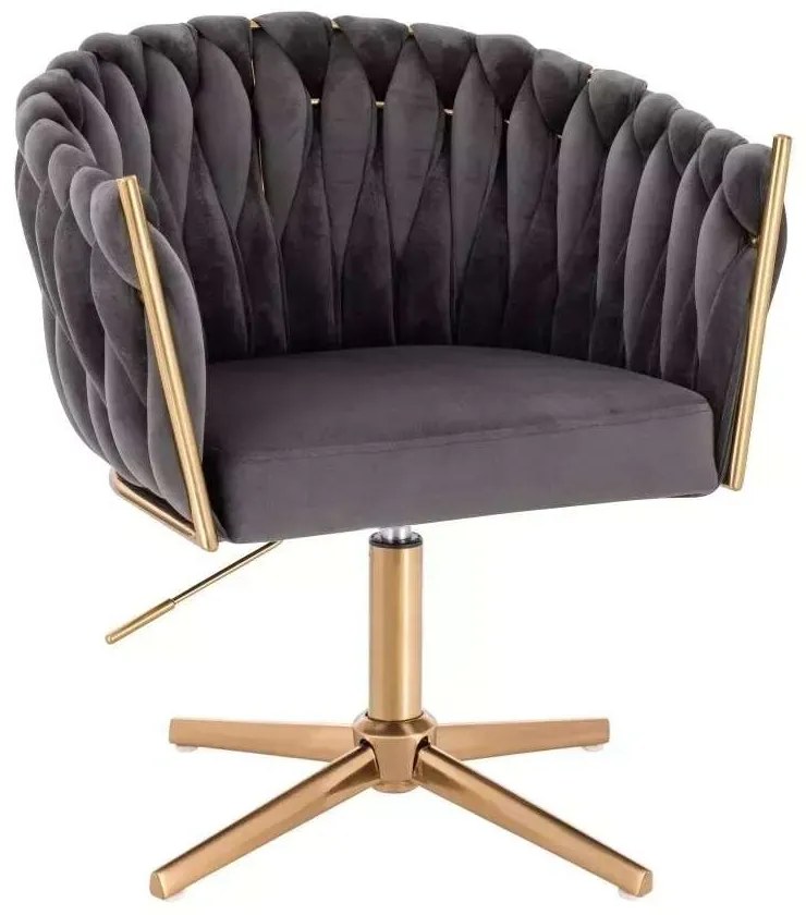 LuxuryForm DESIGN Stolička NORDEN VELUR na zlatom kríži - tmavosivá