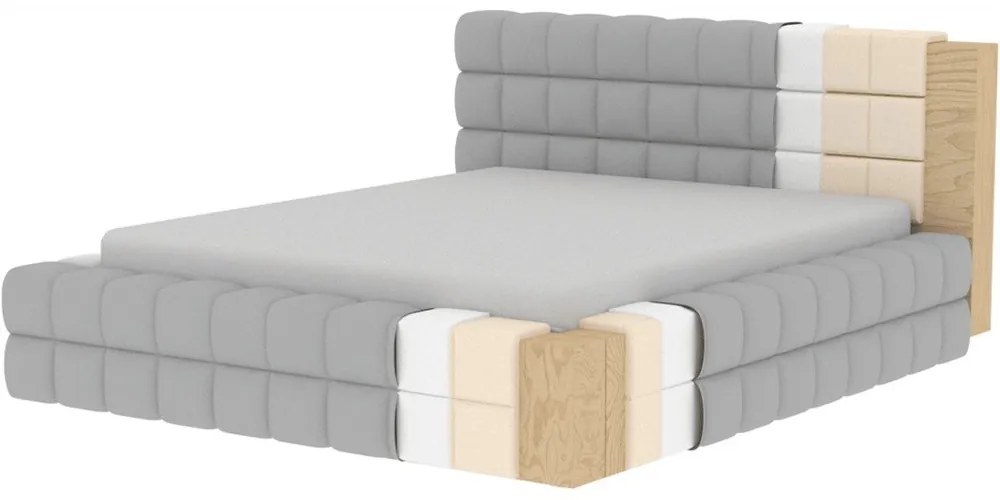 Modrá čalúnená dvojlôžková posteľ s úložným priestorom s roštom 180x200 cm Dizzle – ELTAP