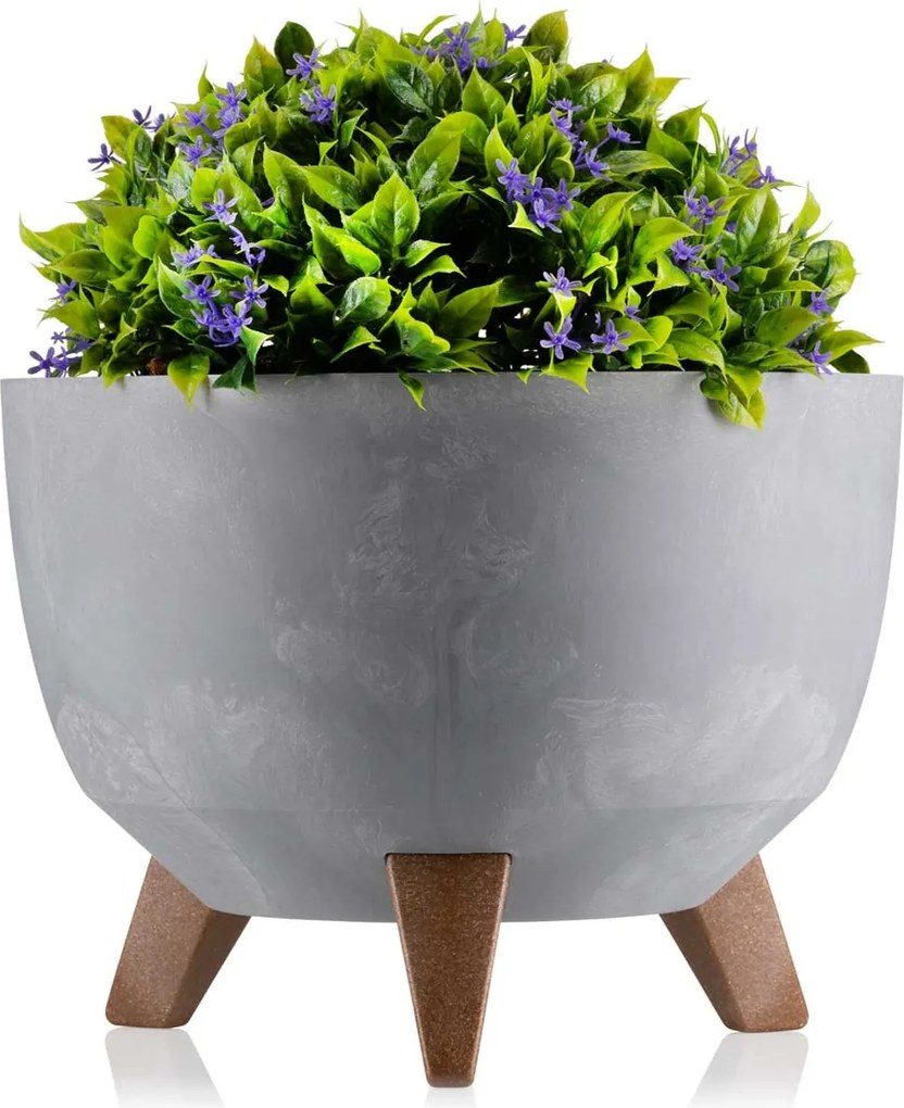 PLASTOVÝ KVETINÁČ ROSA LINEA SADA 2KS 15X24,3 CM+18,3X29,2 CM IMITÁCIA BETÓNU SIVÁ