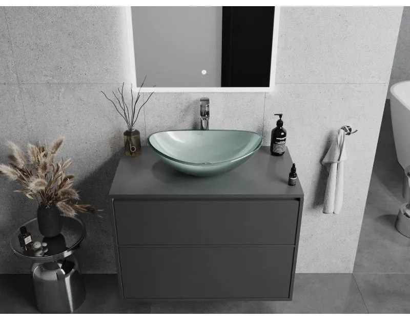 Mexen Sonia, sklenené umývadlo na dosku 54 x 37 x 17 cm, strieborná, 24145411