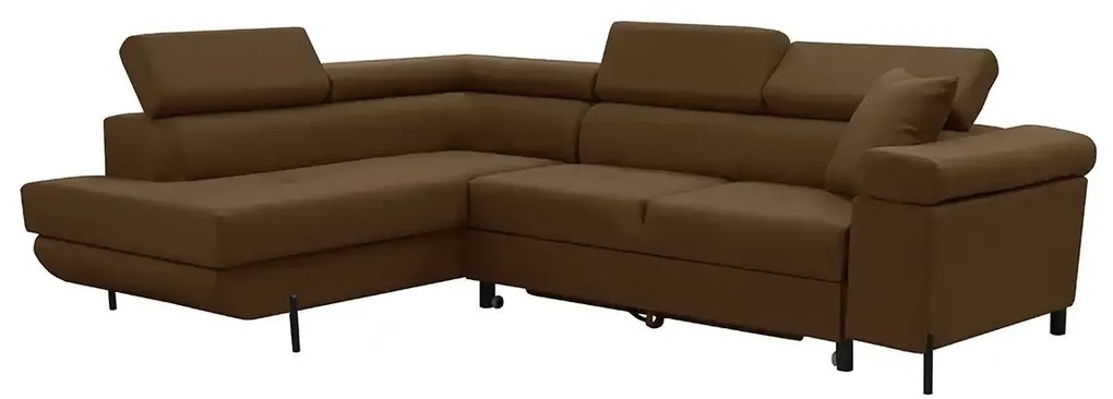 Rohová sedacia súprava s funkciou spania, vlnité pružiny, EDIS, ľavá Tmavohnedá