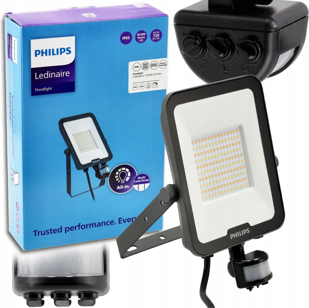 LED reflektor Philips 50W 6000lm CCT s pohybovým senzorom