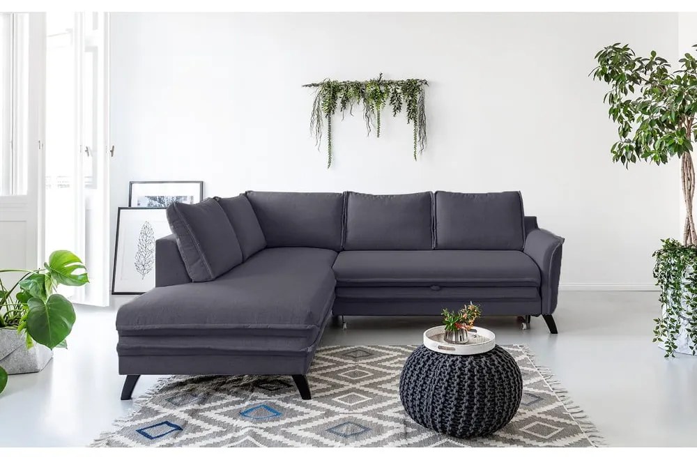 Antracitovosivá rozkladacia rohová pohovka Miuform Charming Charlie L, ľavý roh