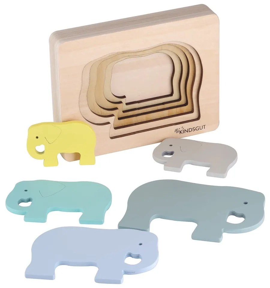 Drevené detské puzzle Kindsgut Elephant