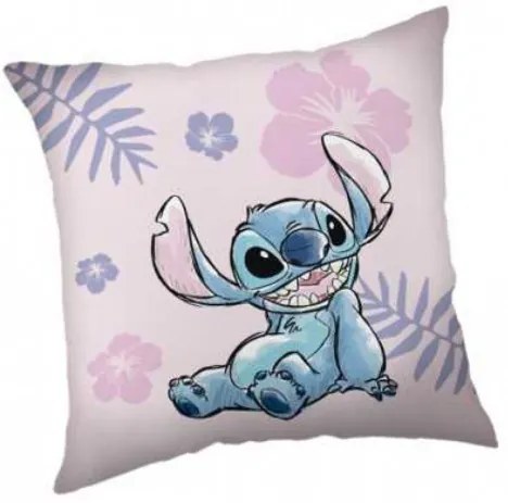 Jerry Fabrics - Dievčenský dekoračný vankúšik Lilo &amp; Stitch - svetlo ružový / 40 x 40 cm
