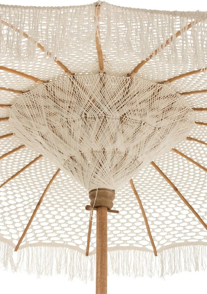 Prírodný drhaný slnečník s drevenou tyčou Macrame - ∅200*250 cm