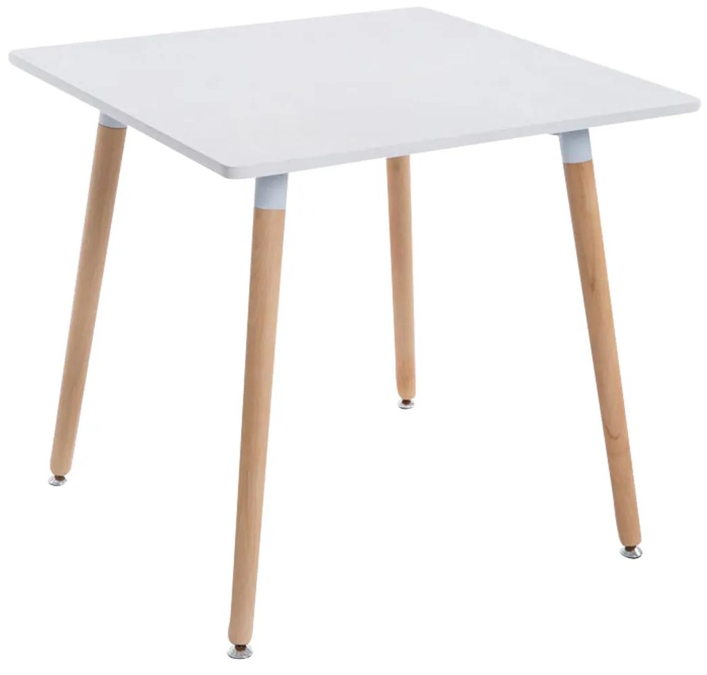 Jedálenský stôl drevený Bent, nohy natura - v75 x 80 x 80 cm - Biela