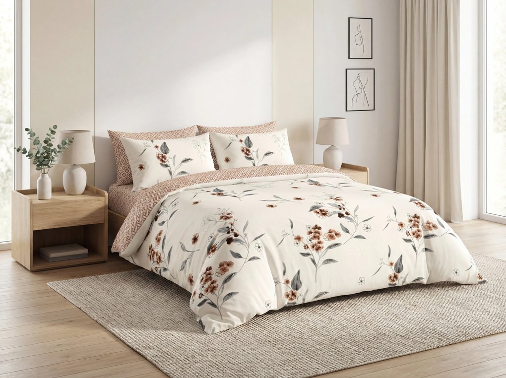 Obojstranné obliečky DUO SENSE SOFIRA krémové + obliečka na vankúšik 40x50 cm ZDARMA Rozmer obliečky: 70 x 90 cm | 140 x 200 cm