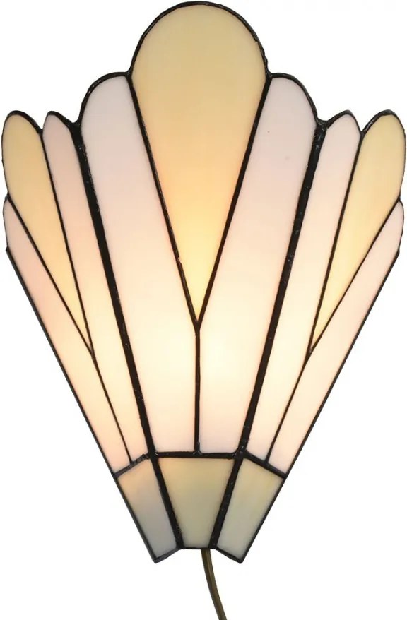 Wall Light Tiffany 20x10x29 Cm White Beige Glass Metal - 20*10*29 cm E14/ma* 1*40W