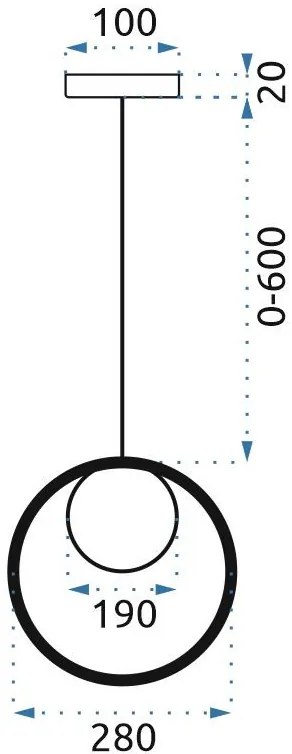 Toolight Toolight, Stropná lampa visiaca sklenená guľa 1xE27 APP430-1CP, zlatá-biela, OSW-01560