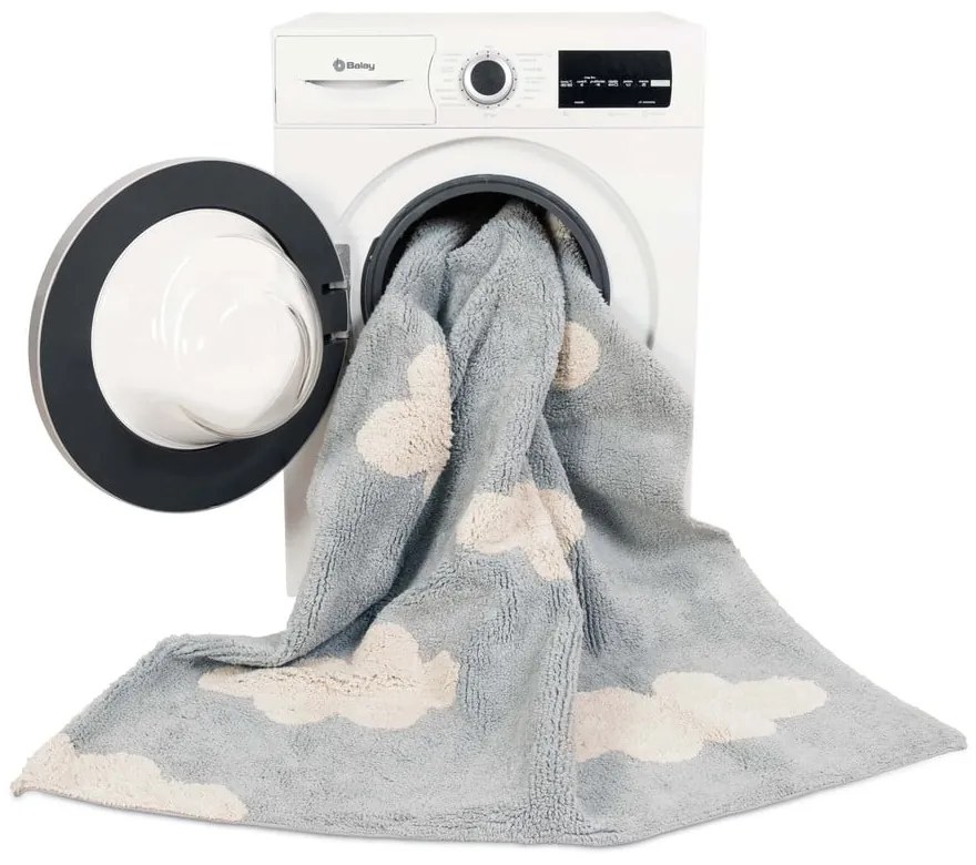 Sivý prateľný ručne tkaný detský koberec s prímesou bavlny 120x160 cm Clouds Grey – Lorena Canals